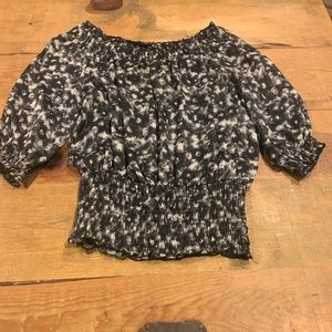 💯 % Silk Black & White Leopard Print Shirt